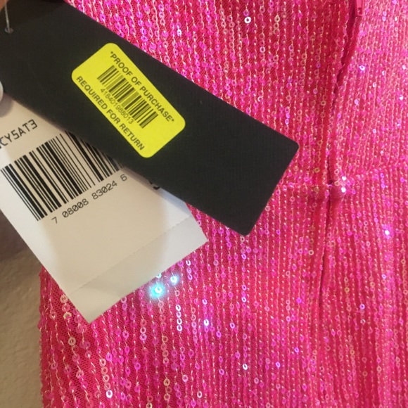 NWT! Barbie Pink Sequin Halter Mini-Dress - Picture 6 of 7